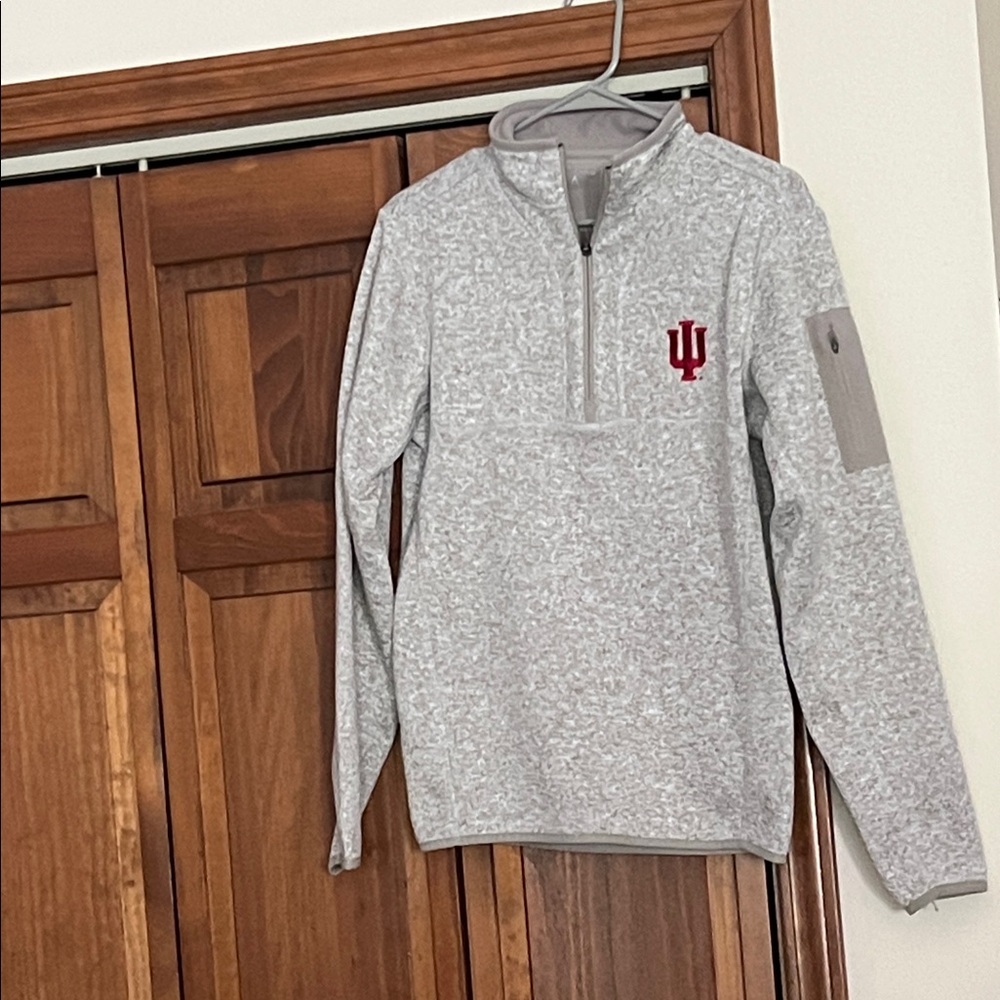 Men's Gray Quarter-Zip Sweater IU